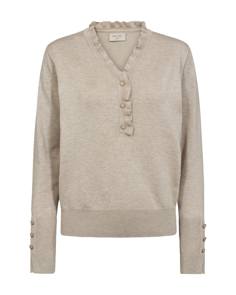 FQKATIE -FQKATIE - Fijne breated pullover met ruches - Beige