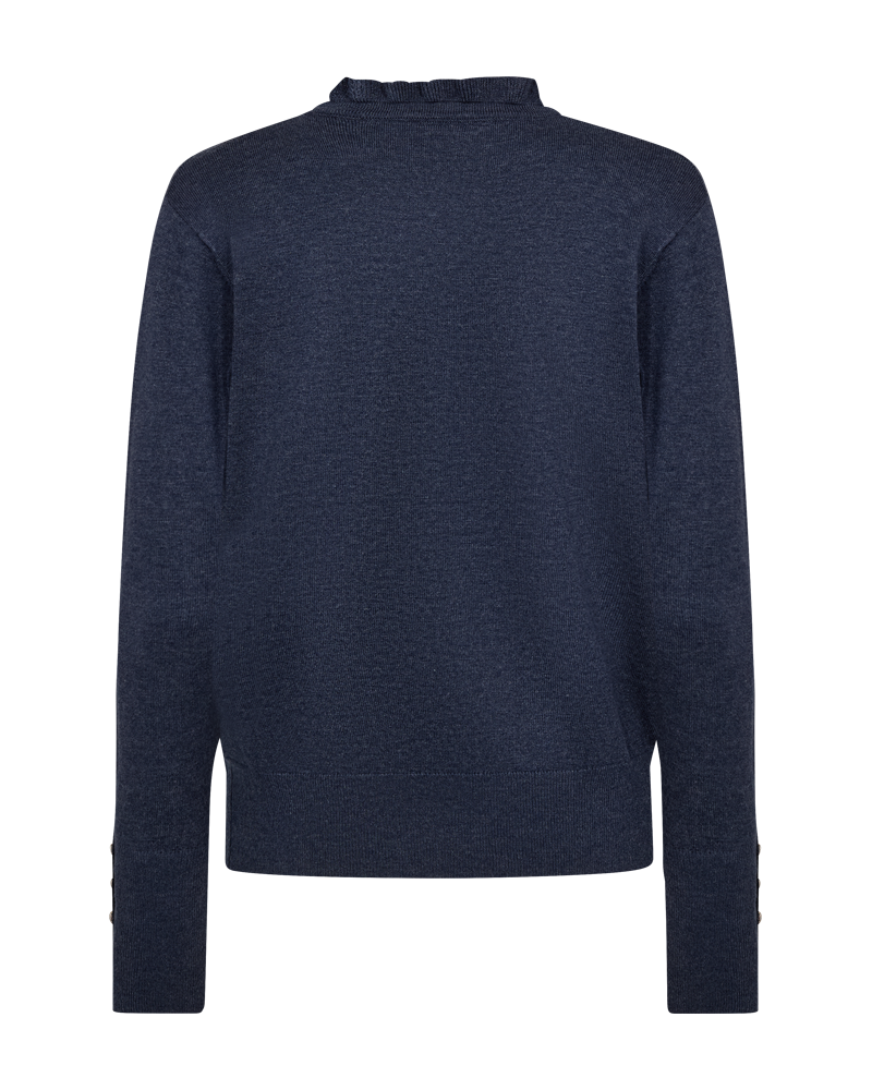 FQKATIE - Fijne gebreide pullover met ruches - Blauw