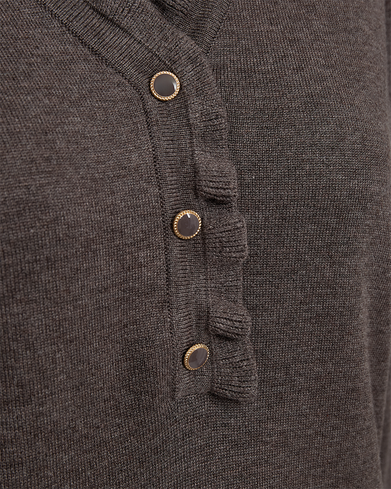 FQKATIE - Fijne breated pullover met ruches - Brown