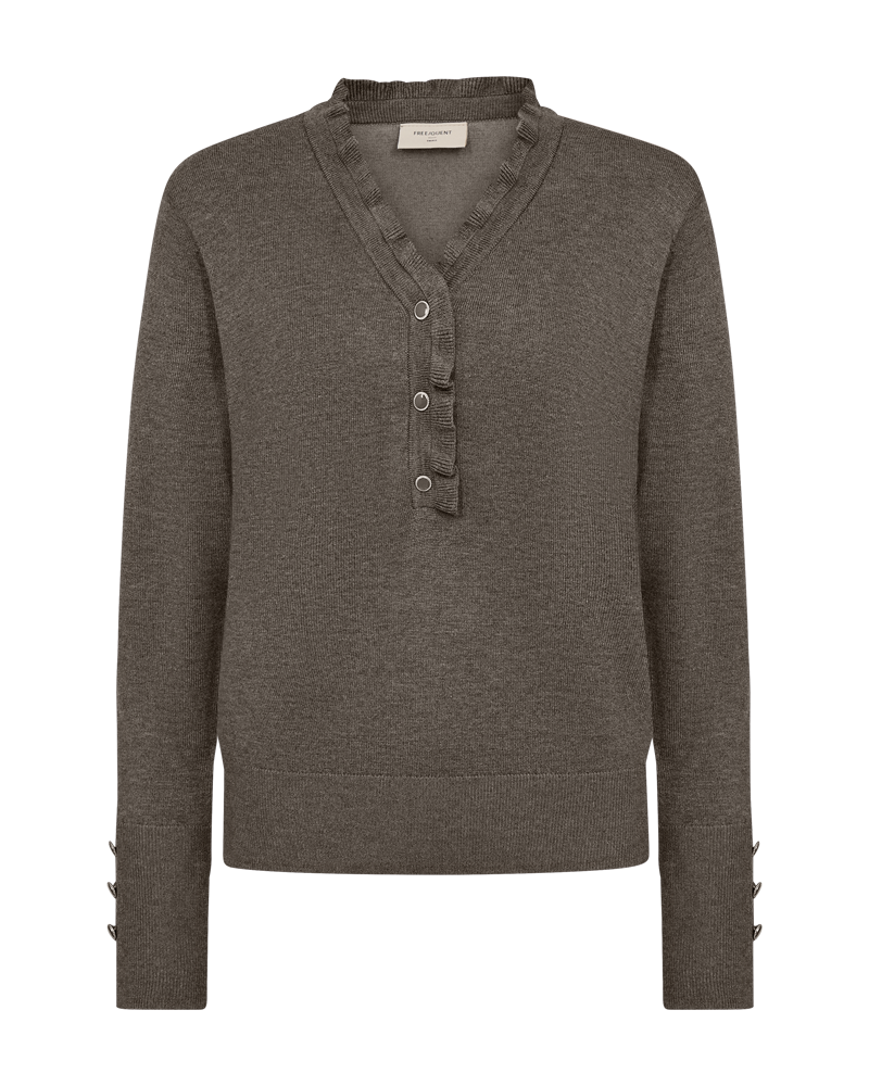 FQKATIE - Fijne breated pullover met ruches - Brown