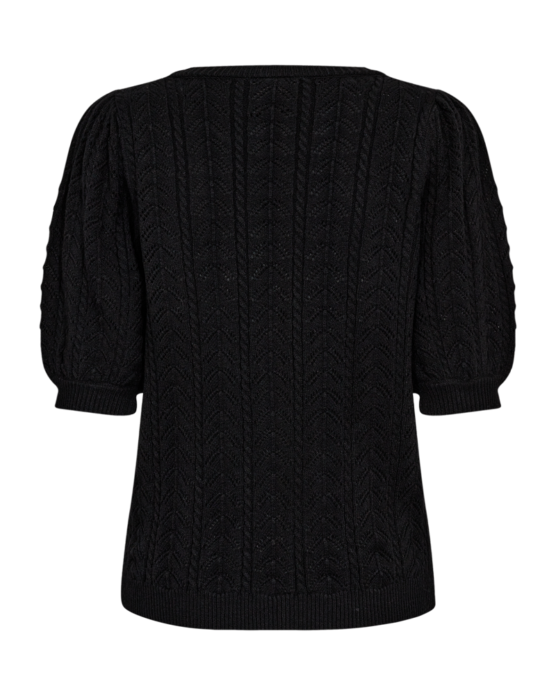 FQCLARRY - KNITTED PULLOVER WITH HOLE PATTERN - BLACK