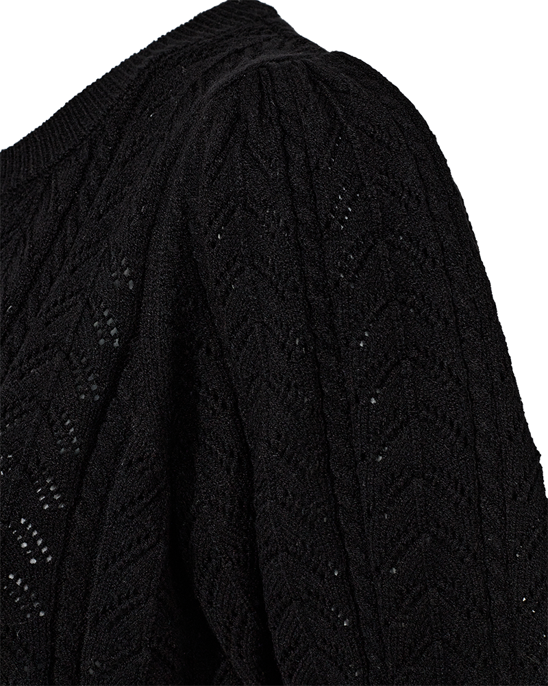 FQCLARRY - KNITTED PULLOVER WITH HOLE PATTERN - BLACK