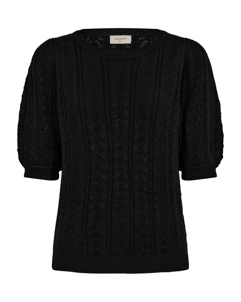 FQCLARRY - KNITTED PULLOVER WITH HOLE PATTERN - BLACK