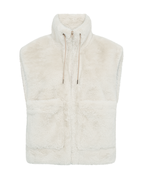 新品THINK FUR Curly Fur Minimal Vest Ivory Vest with fur effect Ecru | Parfois