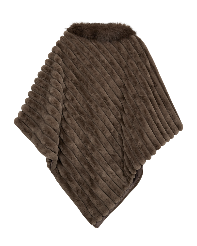 Fqkokan - faux bont poncho - bruin en beige