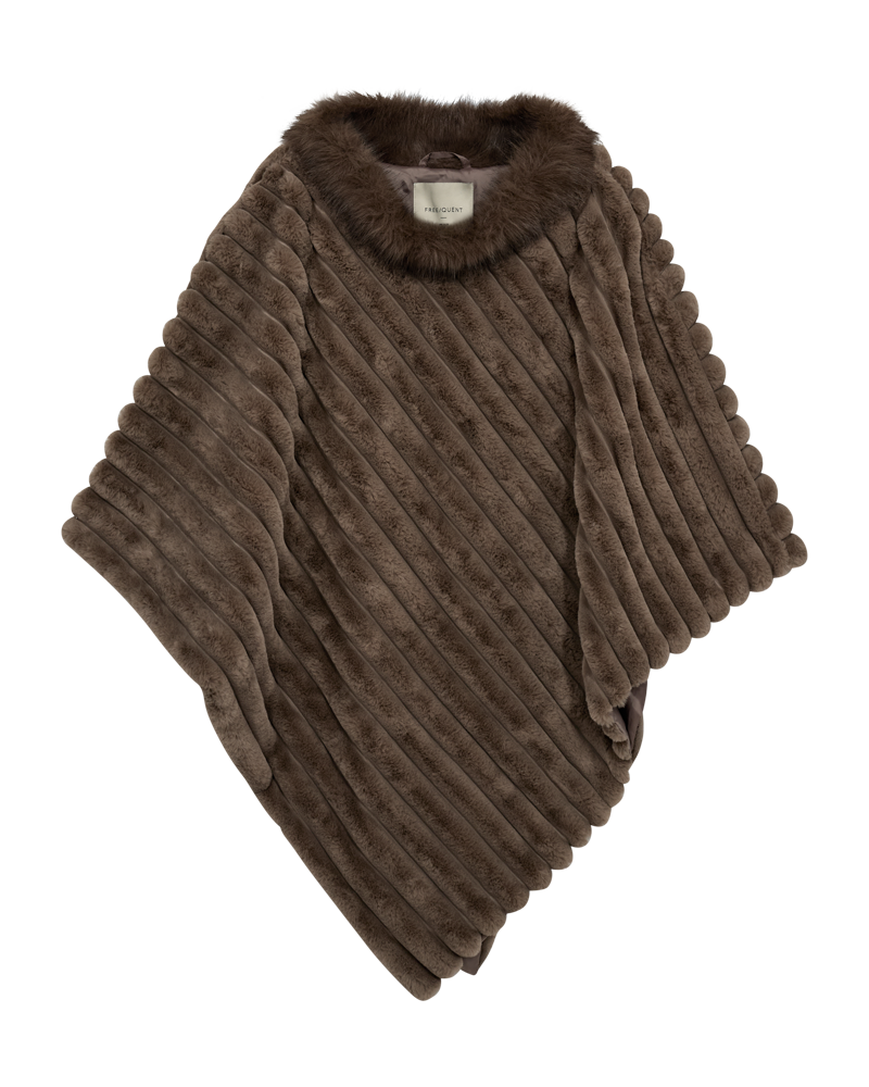 Fqkokan - faux bont poncho - bruin en beige