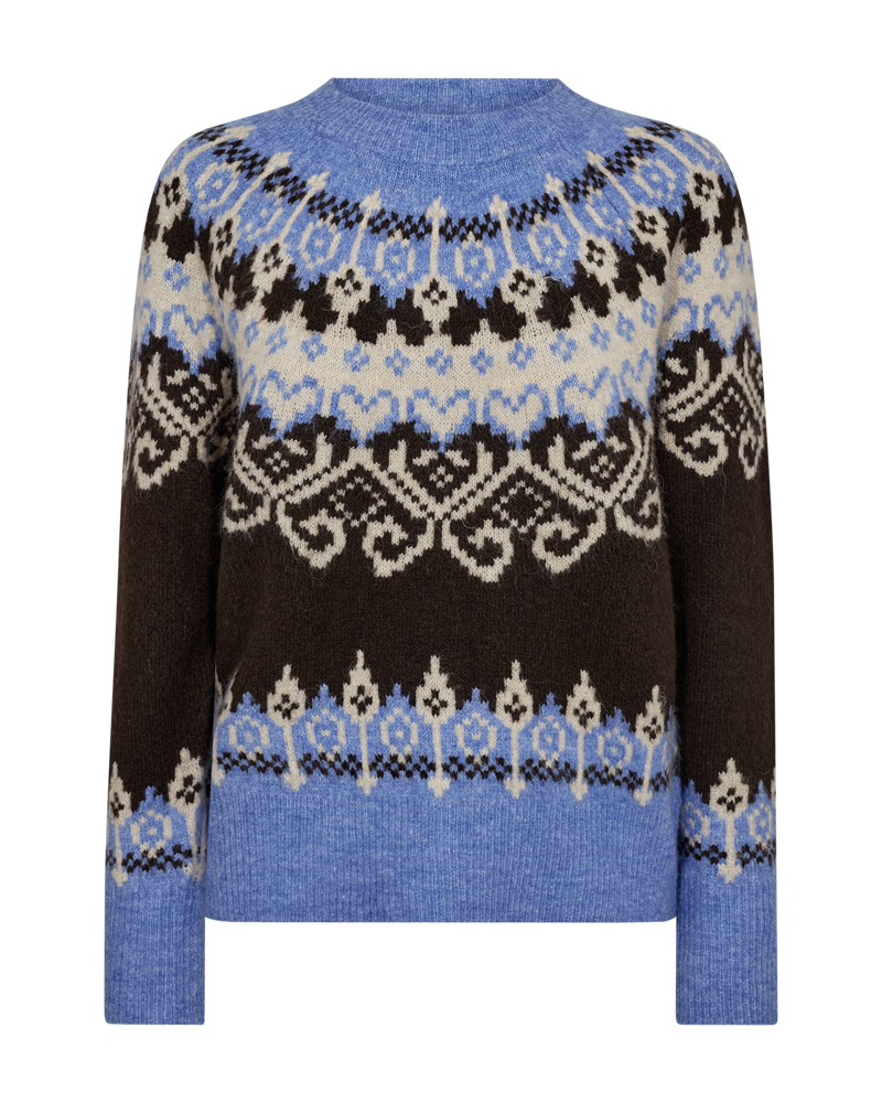 FQMERLA - PULLOVER - BLUE AND BROWN