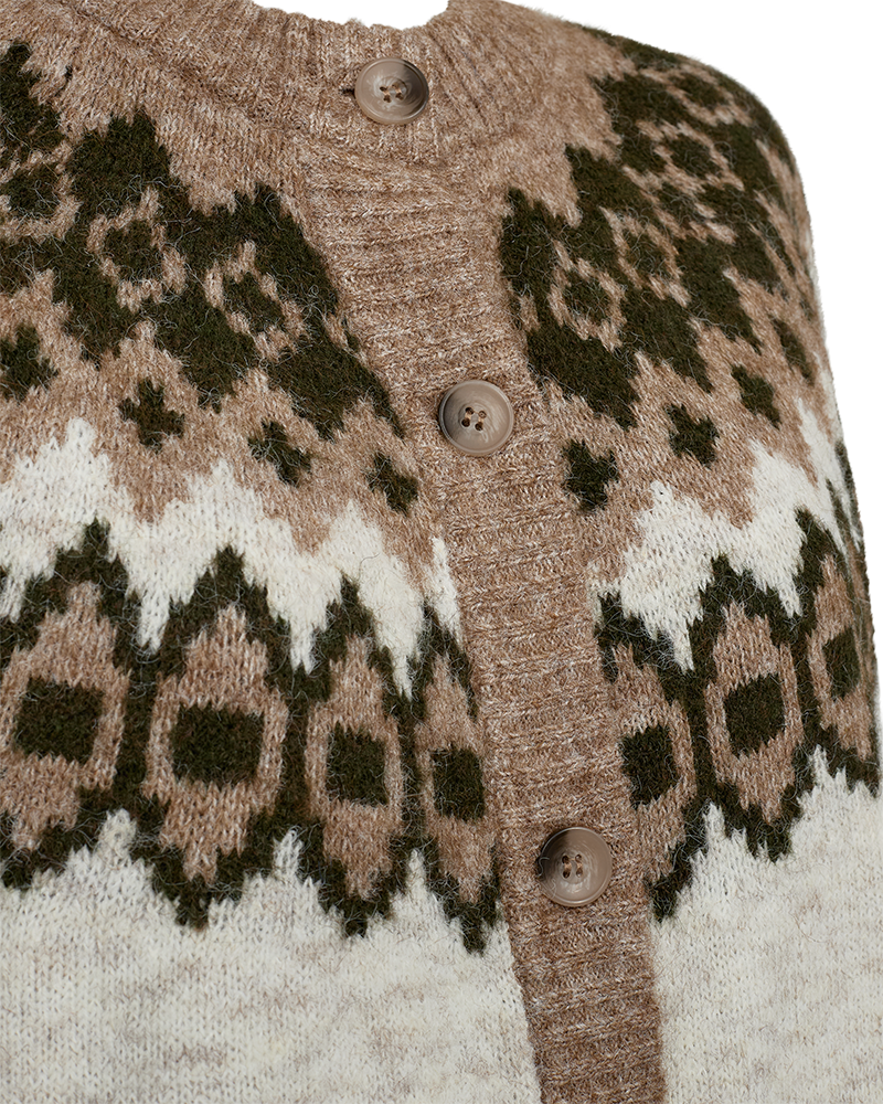 FQNOVALA - CARDIGAN - GREEN AND BEIGE