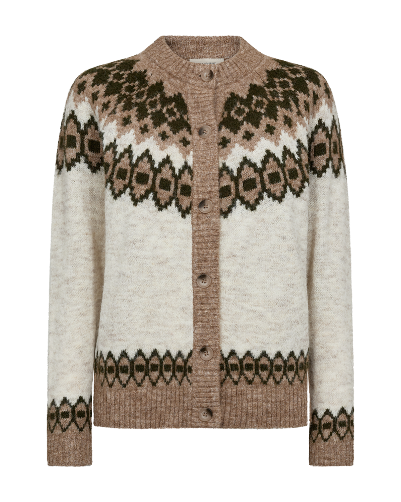 FQNOVALA - CARDIGAN - GREEN AND BEIGE