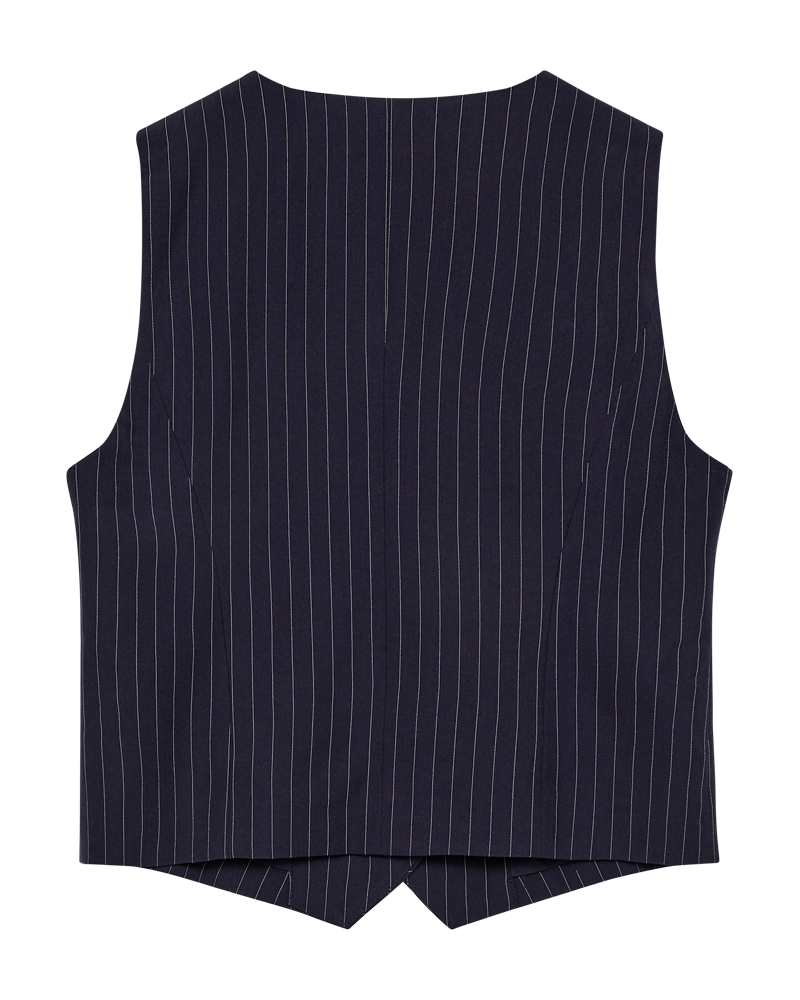 FQMYNTE - WAISTCOAT - Blauw en wit