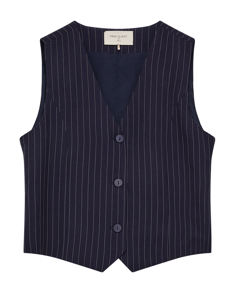 FQMYNTE - WAISTCOAT - Blauw en wit