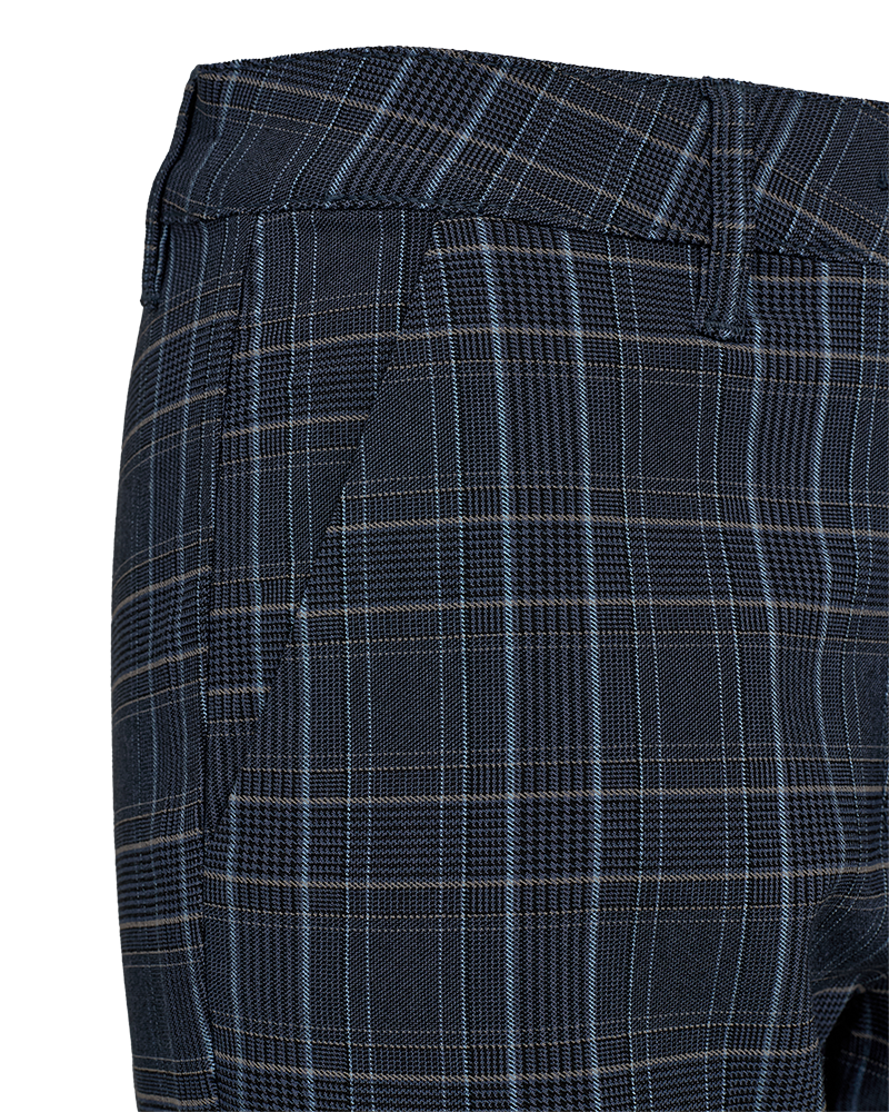 FQREX - ANKLE PANTS WITH CHECKERED PRINT - BLACK AND BLUE