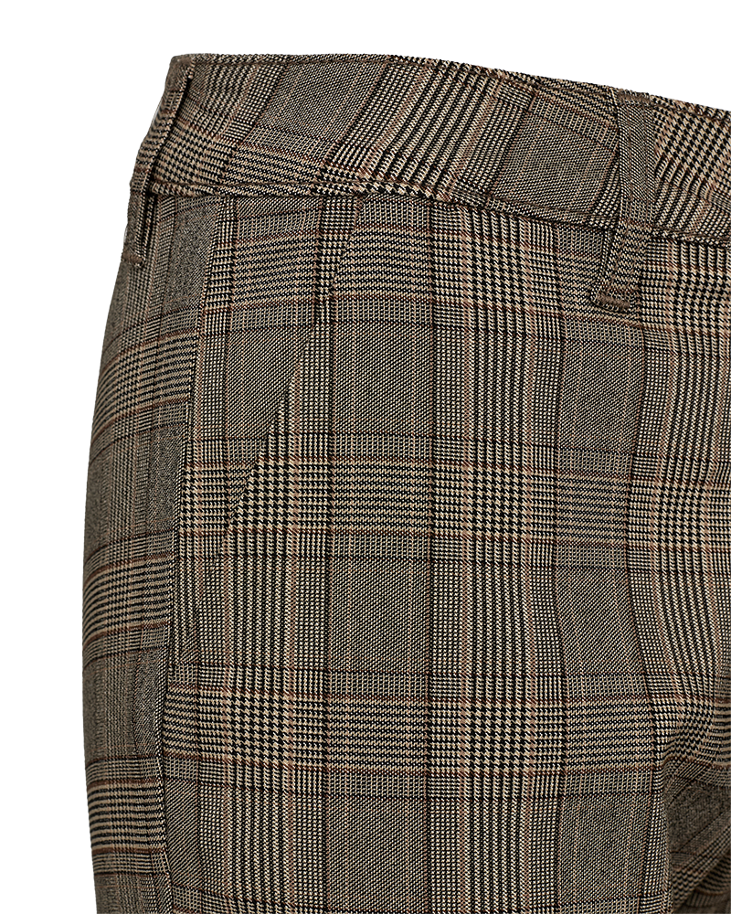 FQREX - PANTS WITH CHECKERED PRINT - BLACK AND BROWN