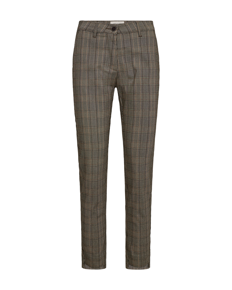 FQREX - PANTS WITH CHECKERED PRINT - BLACK AND BROWN