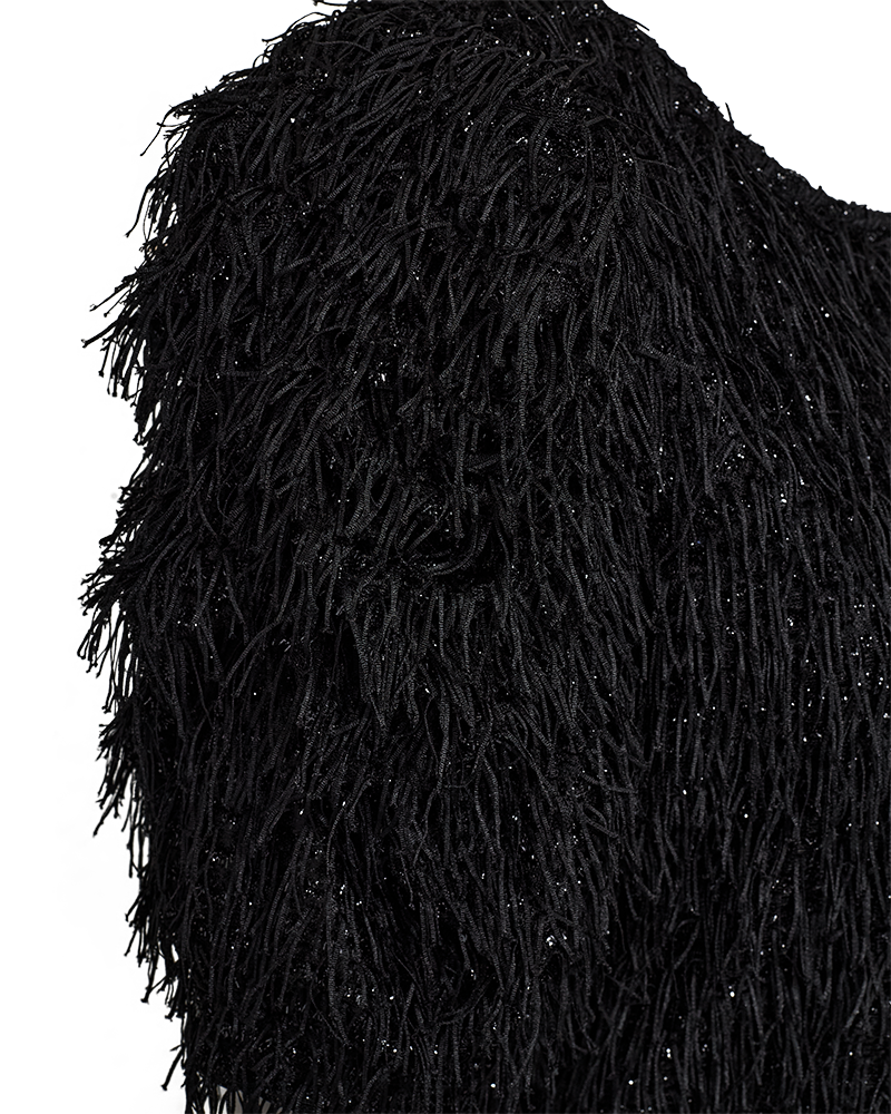 FQMARLIN - BLOUSE WITH FRINGES - BLACK