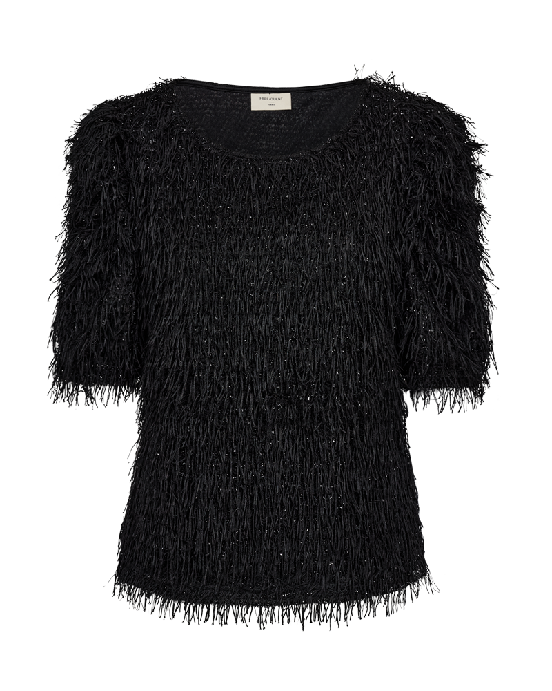 FQMARLIN - BLOUSE WITH FRINGES - BLACK
