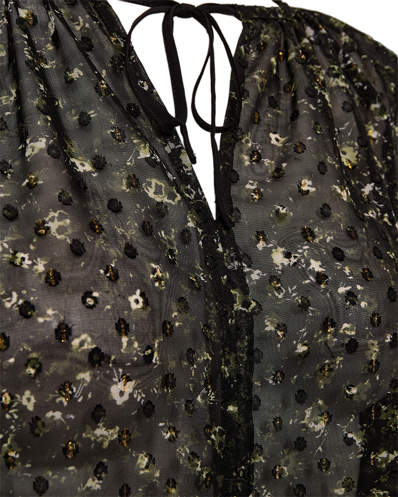 FQSANDA - BLOUSE - BLACK AND GREEN