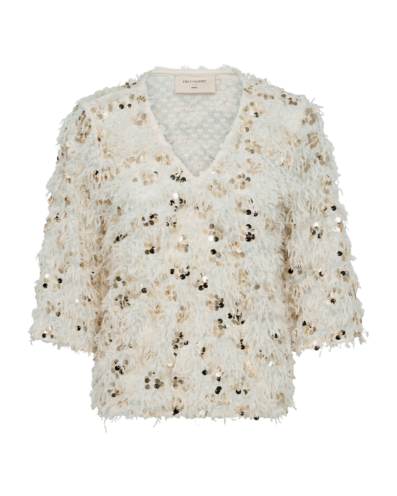 FQNOLLA - BLOUSE WITH SEQUINS - BEIGE