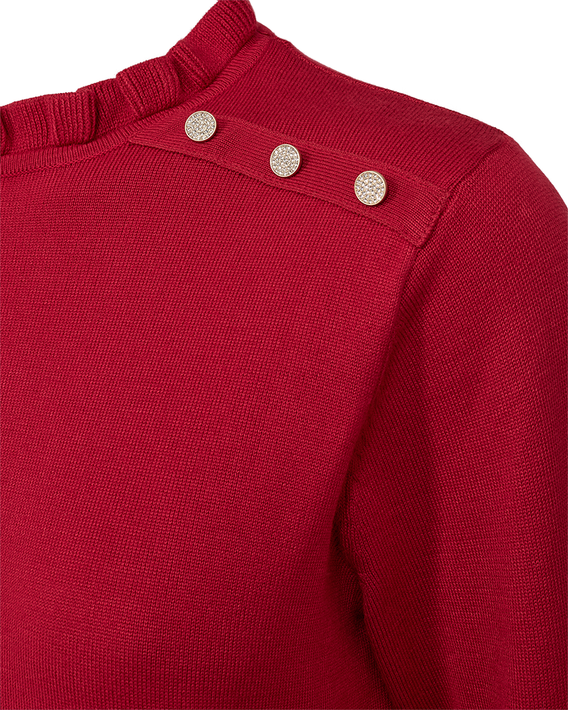 FQKATIE - DRESS WITH FLEECE COLLAR - RED