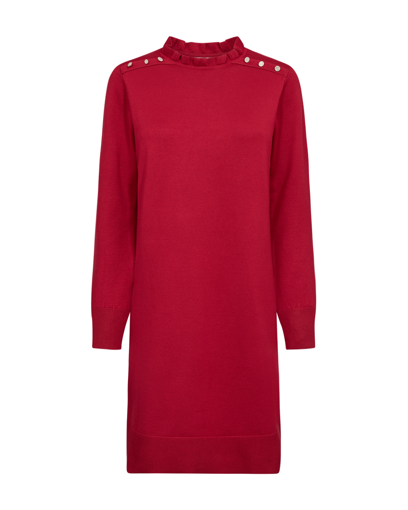 FQKATIE - DRESS WITH FLEECE COLLAR - RED