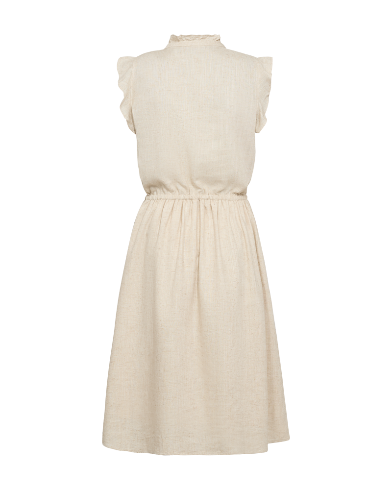FQDEEM - Jurk met ruchesmouwen - Beige