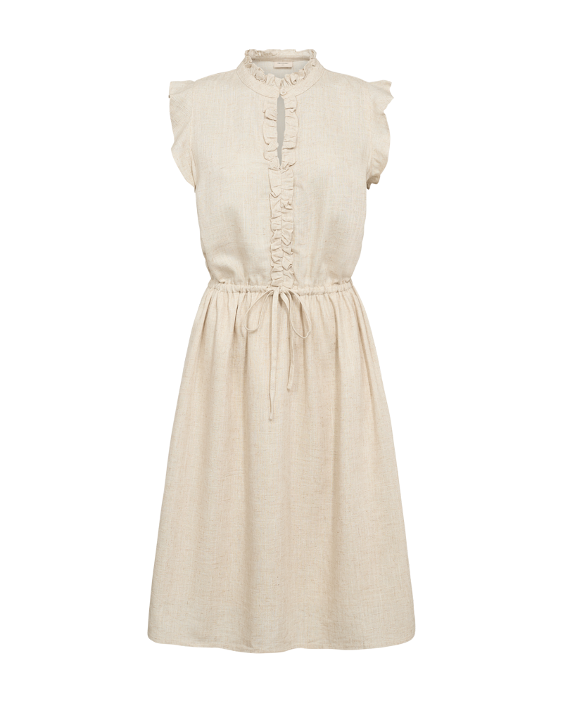 FQDEEM - Jurk met ruchesmouwen - Beige