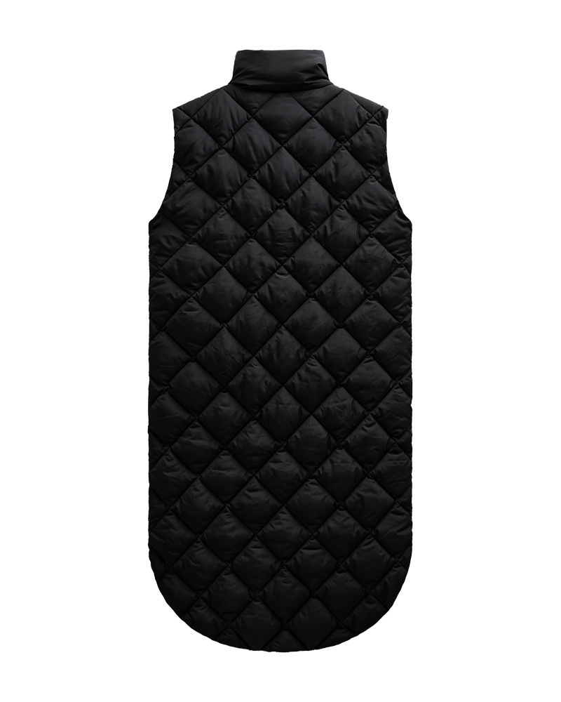FQOLGA - LONG QUILTED WAISTCOAT - BLACK