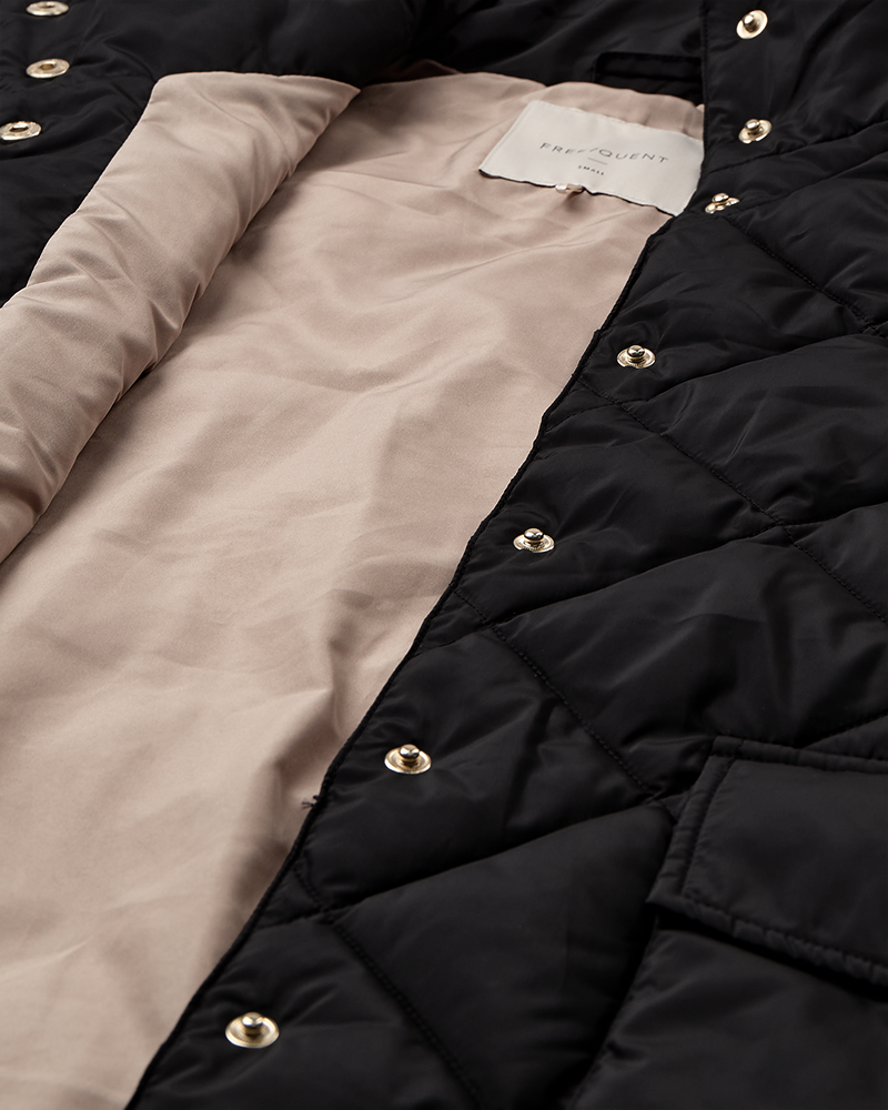 FQOLGA - LONG QUILTED WAISTCOAT - BLACK