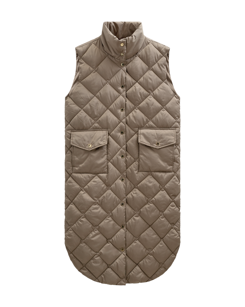 FQOLGA - LONG QUILTED WAISTCOAT - BROWN