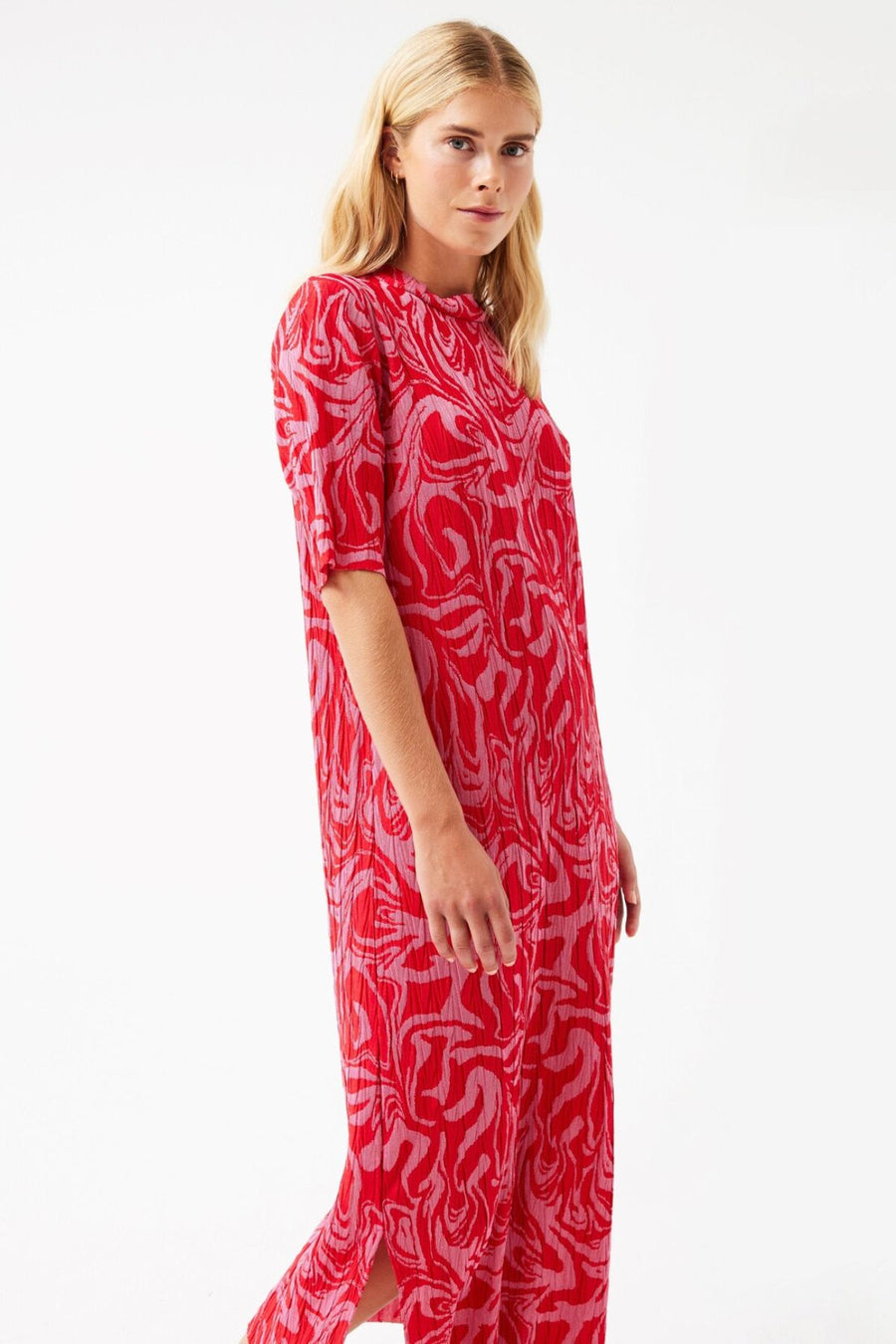 FQCHARM - DRESS WITH GRAPHIC PRINT - RED AND ROSE